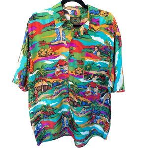 Hawaiian Silk Company Hawaiian Shirt Men Extra Large XL Tropical Colorful Resort